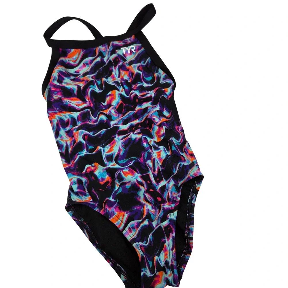 TYR One Piece Kids 6 Multi Marble Swirl Durafast Elite Swimsuit 688 NWT‎
